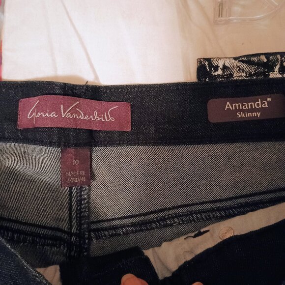 Gloria Vanderbilt Amanda Skinny, Denim, Sz 10, Black & Silver, Hi Rise, New - Picture 5 of 5